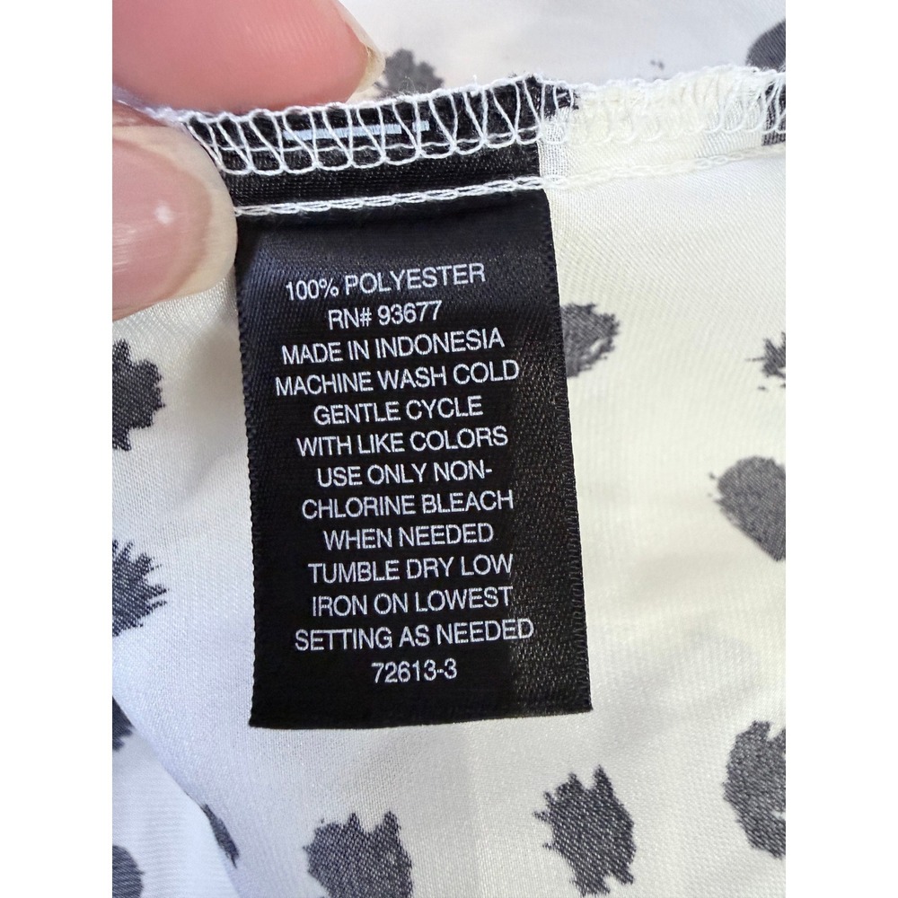 Worthington Petite PXXL White Black Polka Dot Tie Neck Button Down Blouse NWT - Picture 5 of 7